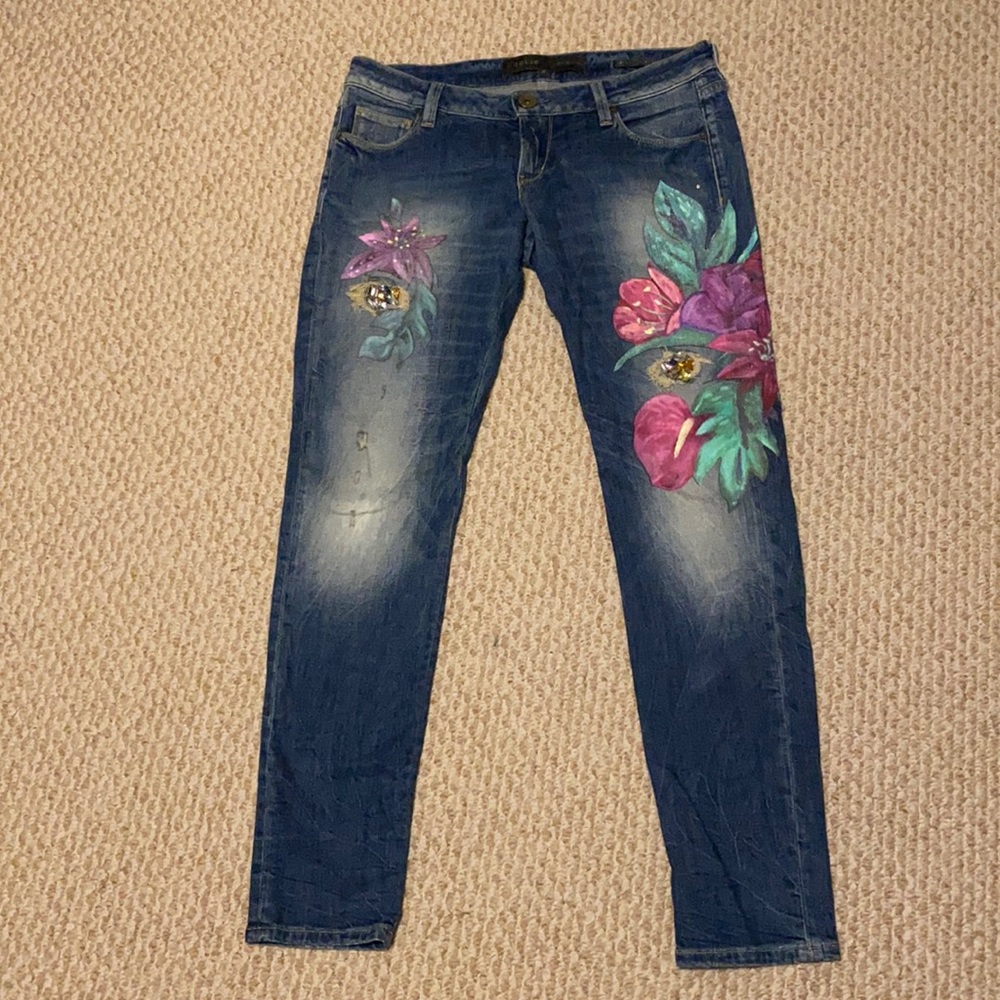 Guess Skinny Ultra Low Denim with Paint Details